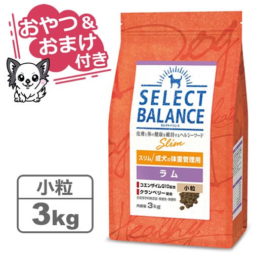 【クーポン配布中】【おやつ＆おまけ付き♪】セレクトバランス スリム ラム 小粒 3kg　成犬の体重管理用 【Select Balance セレクト・バランス （体重管理用）】