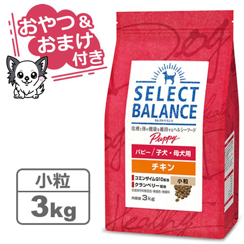 【クーポン配布中】【おやつ＆おまけ付き♪】セレクトバランス パピー チキン 小粒 3kg　子犬・母犬用 【Select Balance セレクト・バランス （子犬用）】