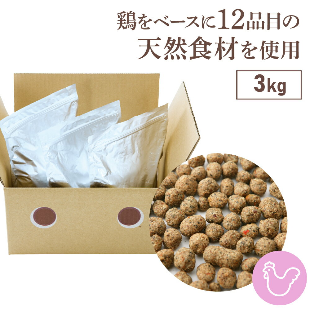 【公式】ドッグフード 無添加 国産 犬用 手作り ごはん チキン 3kg おすすめ シニア 送料無料 ドットわん 鶏ごはん お得用パック3kg入り 総合栄養食 ドライフード 低温乾燥 高評価 全犬種年齢対応