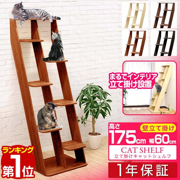 【7,920円→SALE6,930円〜6/11(木)01:59まで】【楽天1位】キャットツリー 据え置き スリム 木製 省スペース 高さ 175cm 幅 60cm 猫タワー シニア 大型猫 低段 運動不足 キャットシェルフ 家具調 組み立て 設置 簡単 階段 スクラッチ 多頭 ■[送料無料]