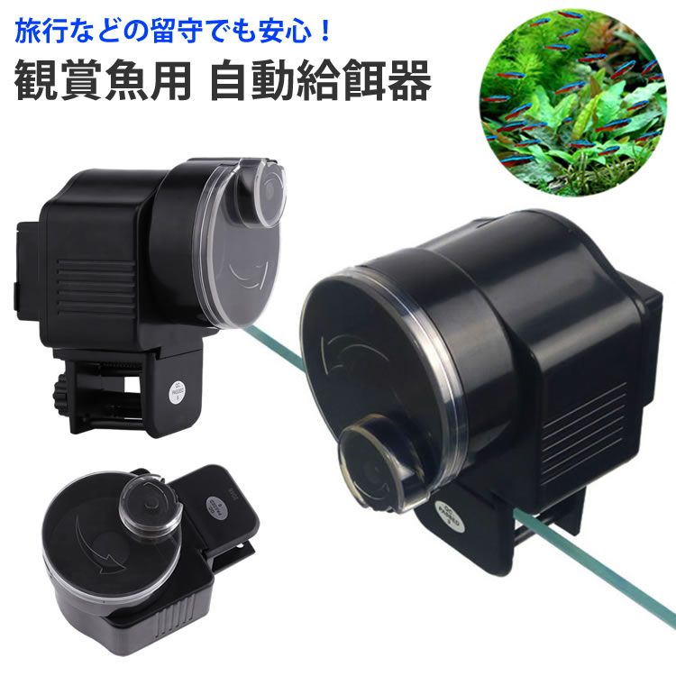 フィッシュフィーダー 魚餌やり機 自動 観賞魚 自動給餌器 12時間/24時間切替 長期のお出掛け時に大事なお魚に自動給餌【箱難】