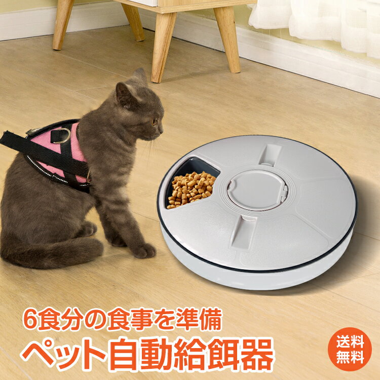 *15%OFFクーポン⇒3,348円*【送料無料】ペット ごはん 自動給餌器 6食分 ペット用品 自動えさやり器 エサ 餌 えさ 食事 おしゃれ ペットフィーダー ペット給餌器 健康管理 餌やり機 自動 犬 猫 pt056