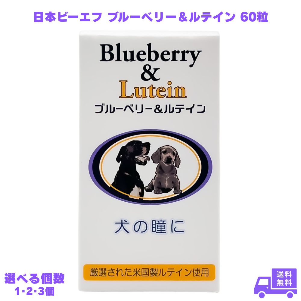 日本ビーエフ ブルーベリー＆ルテイン 60粒 犬 サプリメント 動物用サプリ ペット用サプリメント 健康補助食品 ペット用品 目 瞳 目やに 紫外線 視力低下 アイケア 目の健康 アントシアニジン 北欧産ブルーベリー 小型犬 中型犬 大型犬 成犬 シニア 老犬 保存料不使用