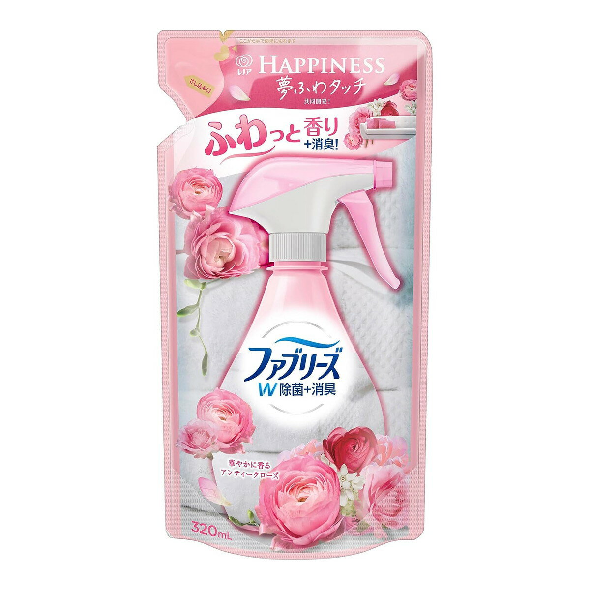 P&amp;G ファブリーズ with レノア ハピネス アンティークローズ&amp;フローラルの香り つめかえ用 320ml (洗剤・柔軟剤・消臭)