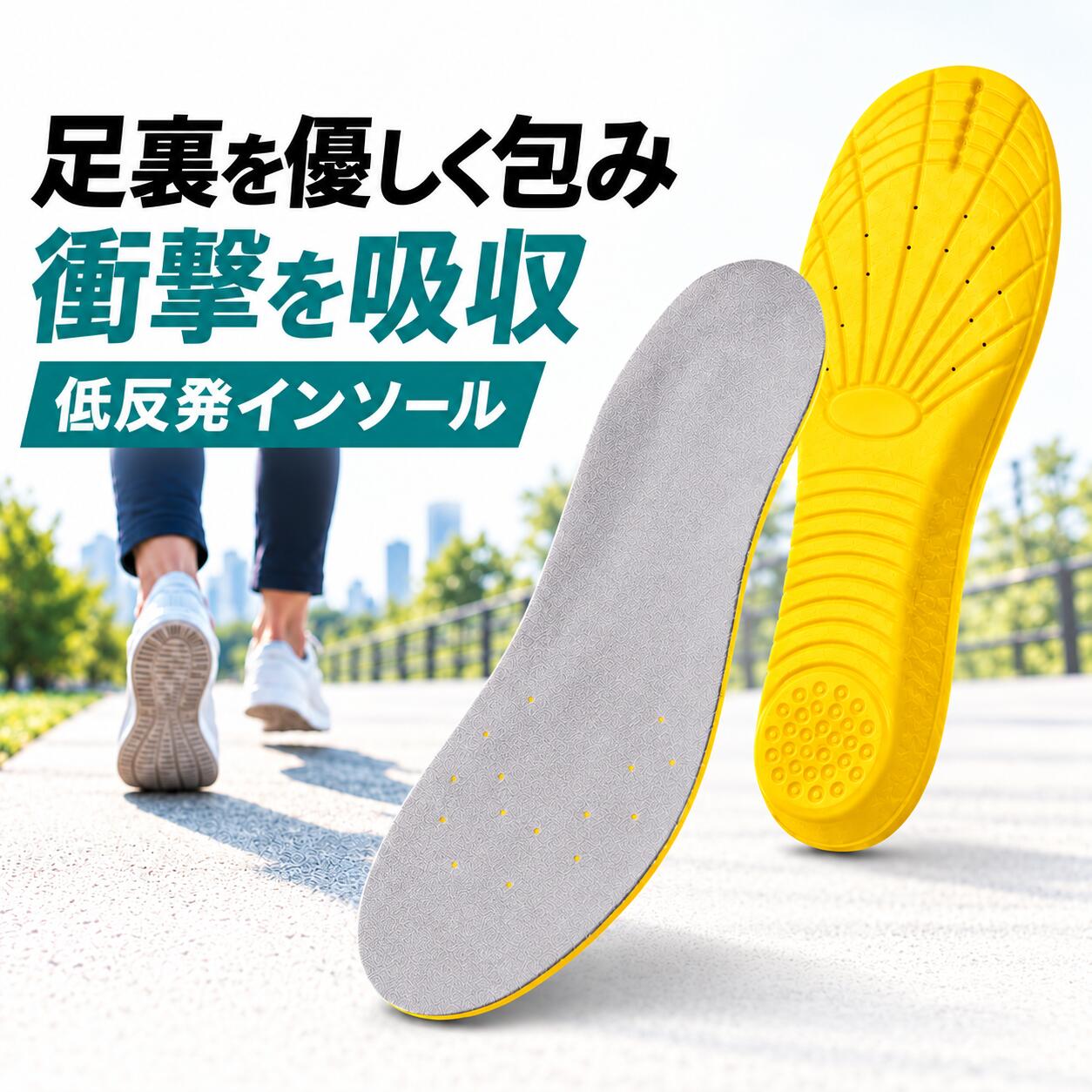 【楽天1位】 インソール 低反発 衝撃吸収 疲れにくい 靴 中敷き スニーカー ソフトクッション 立ち仕事 スポーツ かかと 厚め メンズ レディース ジュニア キッズ サイズ調整可能 防臭 土踏まず ブーツ 通学 1足セット