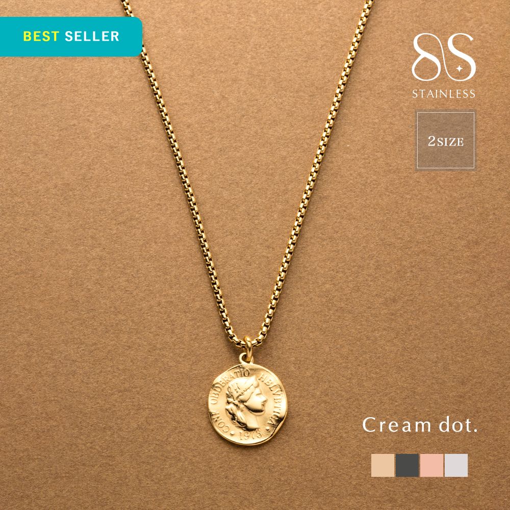 【サージカルステンレス】ネックレス 金属アレルギー対応 つけっぱなし ステンレス 2タイプ ショート ロング コイン 歪み 変形 レディース ベネチアンチェーン ゴールド シルバー ピンクゴールド