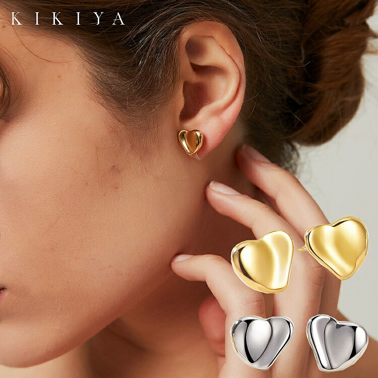 【楽天1位受賞】 ピアス でこぼこハートピアス レディース サージカルステンレス ステンレス シルバー ゴールド k18 仕上 ニッケルフリー アクセサリー 金属アレルギー 対応 ピアス 通勤 パーティー 母の日 誕生日プレゼント レディース シンプル ジュエリー kikiya
