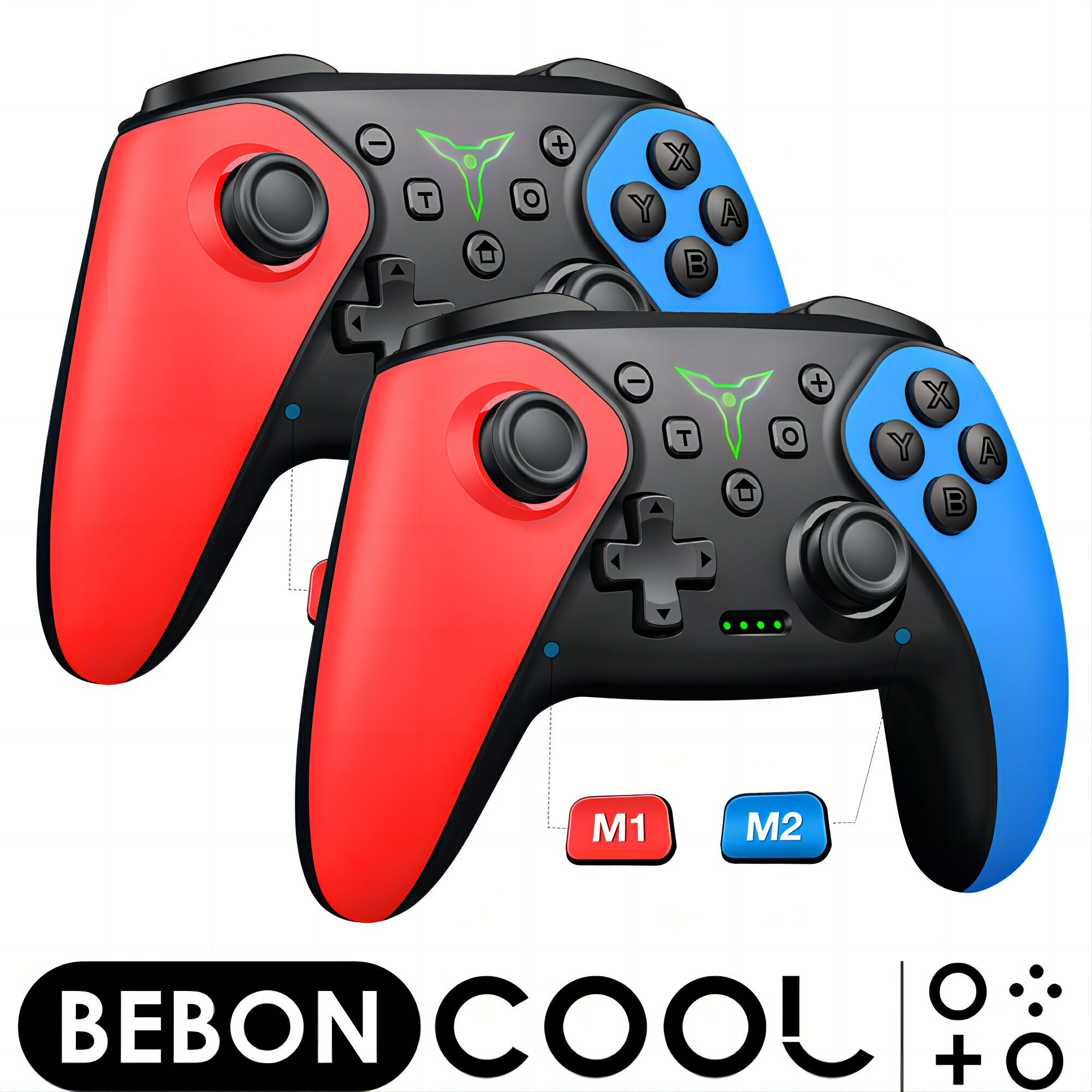 【2台セット】Switch コントローラー BEBONCOOL ニンテンド スイッチ コントローラー Nintendo Switch Proコントローラー 連射 振動 ジャイロセンサー マクロ機能 スリープ解除 Switch/Switch lite/PC対応 日本語説明書 1年保証