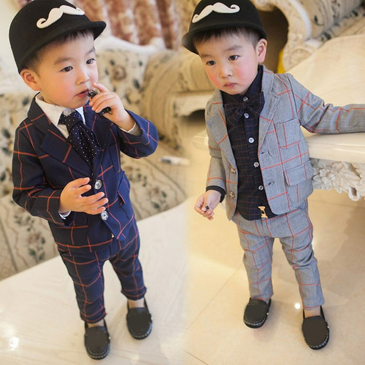 【楽天スーパーSALE】【部分即納】【蝶ネクタイおまけ】子供服 フォーマル 男の子 子供 スーツ 男の子 フォーマルスーツ 男の子 キッズ フォーマル スーツ 子供スーツ 男の子 上下セット 入学式 卒業式 入園式 七五三 初節句 ベビー服 子供服 チェック柄 90 100 110 120