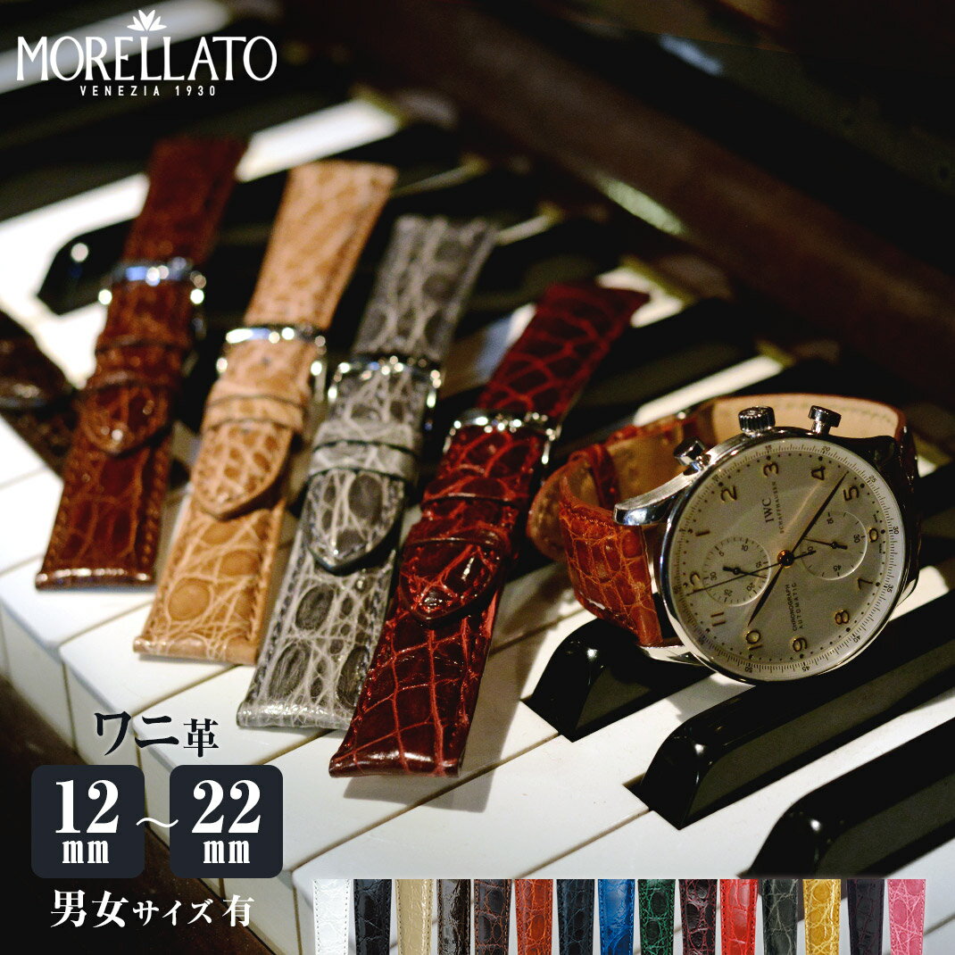 腕時計 ベルト 22mm 時計ベルト 20mm 19mm 18mm 17mm 16mm カイマンクロコ ワニ革 革ベルト MORELLATO モレラート AMADEUS アマデウス x0518052 時計 バンド 時計バンド 替えベルト 替えバンド 交換 バンド 交換用工具付 メンズ スマートウォッチ