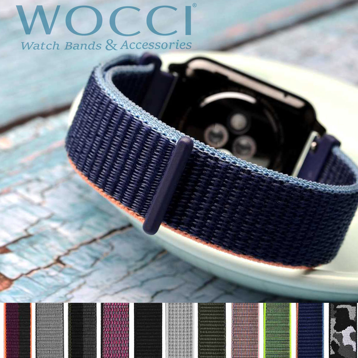 【RSL・追跡可能メール便】【数日配達可】【送料無料】WOCCI 腕時計バンド 16mm 18mm 19mm 20mm 21mm 22mm 24mm高品質編みナイロンベルト 伸縮性 Quick Release マジックテープ スマートウォッチ 交換ベルト smartwatch 替えバンド水洗いOK 軽量 ソフト 調整工具付き