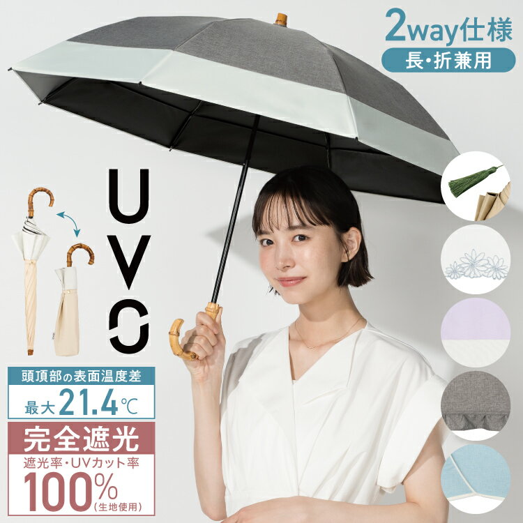 【UVO公式】最強の日傘 折りたたみ傘／2段 Wpc.【日傘 完全遮光100% 完全UVカット100%生地 晴雨兼用 紫外線対策 日焼け対策 遮熱 フリル 花柄 軽量 女性 2WAY 折り畳み傘 8本骨 レディース傘 撥水 ブランド 】 ギフト対象