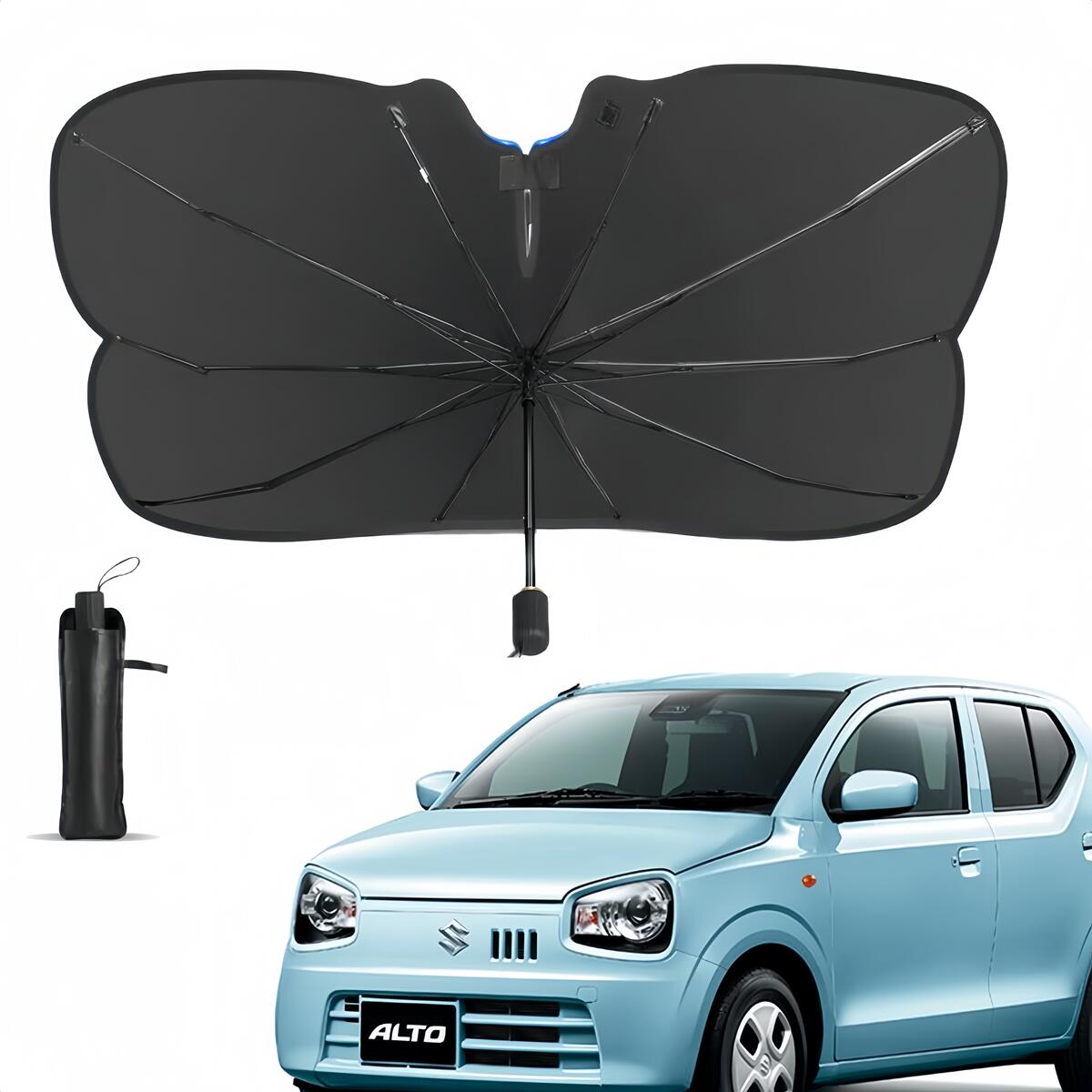 【期間限定50％OFFクーポン付き】楽天1位 車 サンシェード 傘式サンシェード 車 フロント パラソル 傘型 フロントサンシェード 車用 日除け 日よけ uv 紫外線カット コンパクト 遮光 断熱車サンシェード 車保護フロントカバー カーサンシェード 車用品 父の日
