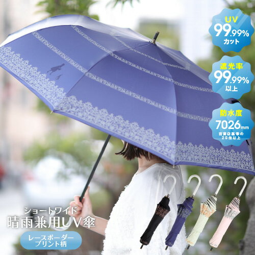 【正規品】 ショートワイド 晴雨兼用 日傘 遮熱 UVカット99.99％ 遮光99.99％ アリス柄 日傘 ブラック ネイビー ピンク 折りたたみ 完全遮光 折りたたみ傘 折り畳み UVカット 100% 可愛い 女性 8本骨 大きい 長傘 無地 熱中症対策 暑さ対策