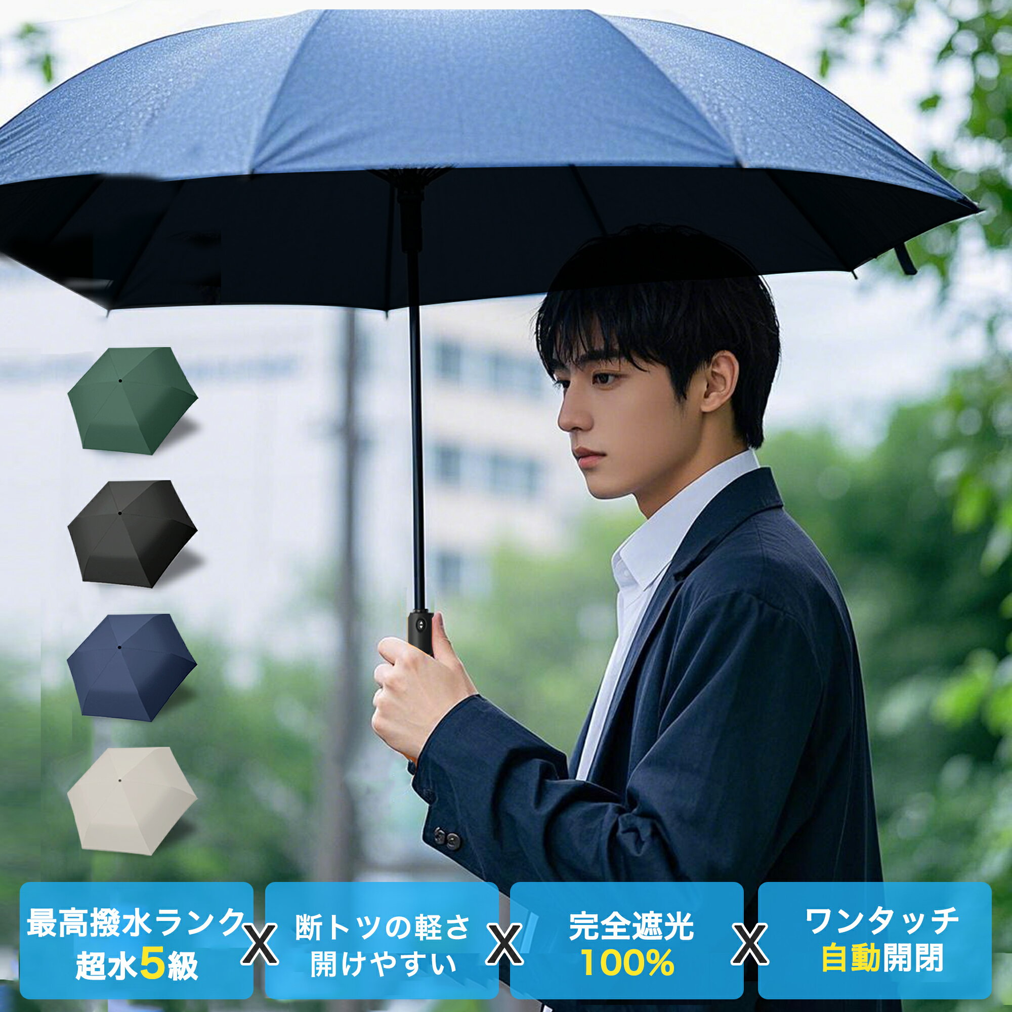 ［秋限定クーポン15％OFF］折りたたみ傘 メンズ 大きめ 自動開閉 晴雨兼用 日傘 折りたたみ 男性 雨傘 完全遮光 UVカット ワンタッチ日傘 折り畳み傘 男性用日傘 晴雨兼用日傘折りたたみ