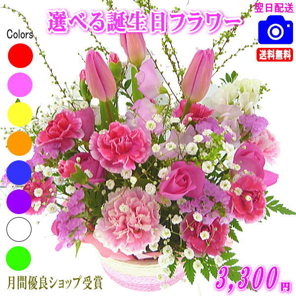 土日祝も営業 【最強配送15時まで】花 誕生日専用 バースデー ギフトフラワー3,300円〜 クール便対応！【送料無料】【お花の画像見れます！】【メッセージカード付き】【フラワーアレンジメント 花束 プリザ プレゼント】【翌日配達】【200円OFFクーポン進呈！】