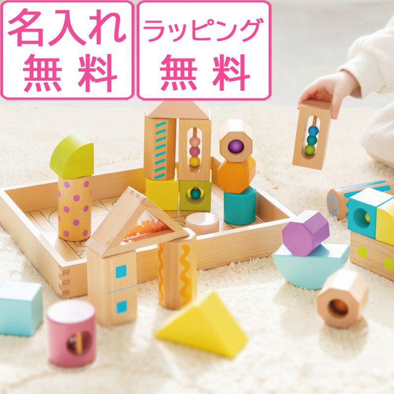 積み木 音が鳴る 音いっぱいつみき ボリュームセット 名入れ無料 1歳 誕生日プレゼント 木のおもちゃ 出産祝い エドインター GENI 木製 知育玩具 赤ちゃん 男の子 女の子