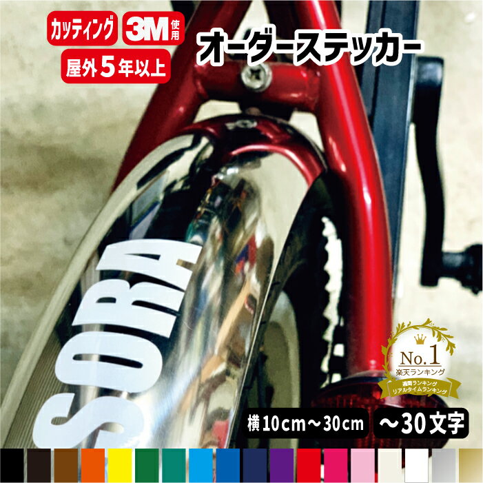 名入れオリジナル作成 オーダーメイド カッティングステッカー 【横10～横30cm1行用】 名前入り ステッカー 屋外用防水シール フォント45種類 カラー19色 切文字 自転車名前 バイク ストライダー サイクリング 三輪車 ロードバイク こども 小学生 /楽天ランキング受賞