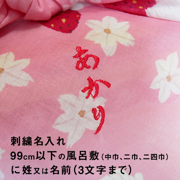 風呂敷 追加オプション 刺繍 ししゅう 名入れ 99cm以下の風呂敷に姓又は名前3文字まで 10色対応 ふくさ不可 一升餅 1歳 誕生日 ふろしき お祝い ギフト プレゼント 出産内祝い 出産祝い 男性 女性 子供 女の子 男の子 プチギフト ポイント消化 2026 お中元