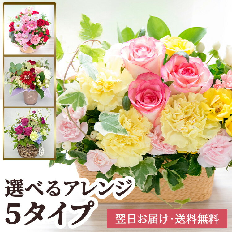【送料無料 即日発送】誕生日などのお祝いに おまかせアレンジ そのまま飾れる季節の 花 のフラワーアレンジメント【画像配信】お花 ギフト 退職祝い 結婚祝い 記念日 開店祝い 新築祝い 女性 春 卒業祝い 卒園祝い 送別 母の日 メッセージカード 立札