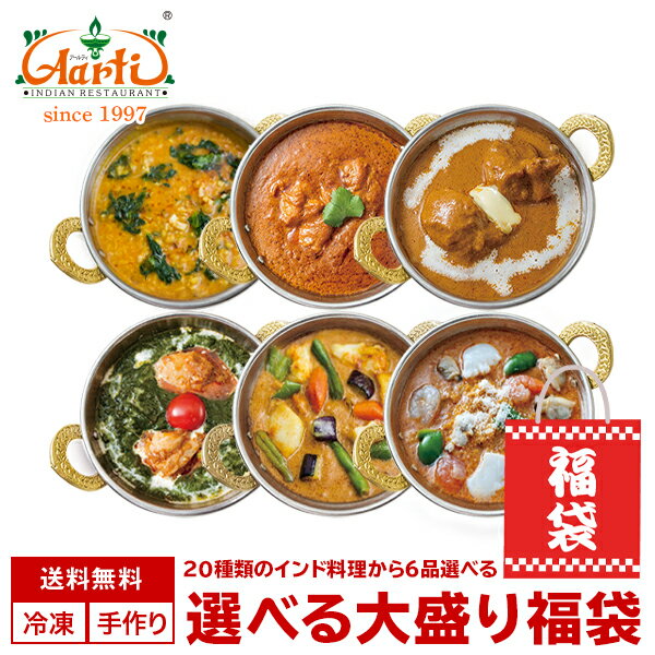 【種類追加】20種類から選べる大盛り福袋6品！ 冷凍便送料無料神戸アールティー カレー福袋 インドカレー インド料理 ギフト 母の日 父の日 食べ比べ 詰め合わせ まとめ買い gift set
