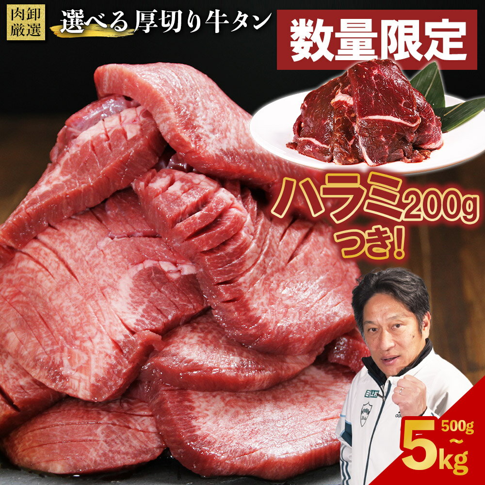 【ふるさと納税】 選べる容量 厚切り牛タン 500g～5kg ( 1パック 500g ) 肉 牛タン 厚切り 焼肉 焼き肉 バーベキュー 牛 訳あり スライス 冷凍 お取り寄せ 熊本県 水上村