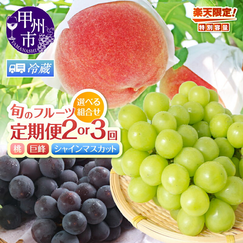【ふるさと納税】 ＼高評価★4.54／ メディア掲載 フルーツ 定期便 2026年 楽天限定 桃 巨峰 シャインマスカット ぶどう 2回 3回 果物 白桃 白鳳 500g 1kg 2kg 新鮮 産地直送 山梨 甲州 数量限定 期間限定 ランキング 人気 高評価 贈答 冷蔵 まずはお試し（HK）