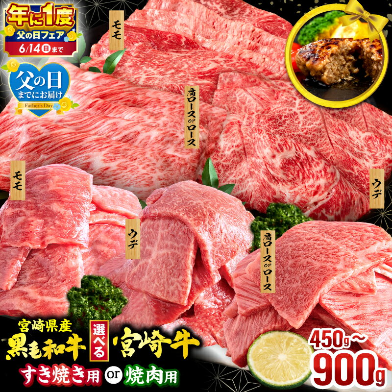 【ふるさと納税】【父の日までにお届け】【年に1度の父の日フェア】【銘柄・用途・容量・発送時期が選べる】畜産農家応援！宮崎牛 or 宮崎県産 黒毛和牛 焼肉orスライス3種セット・国産牛ハンバーグ2個 定期便 牛肉 肉 お肉 牛 焼肉 すき焼き 焼肉セット 国産牛 ミヤチク