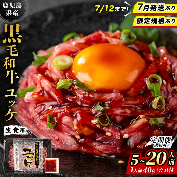 【ふるさと納税】【5人前・7月中発送 受付中！】★4.73！ 鹿児島県産 黒毛和牛 ユッケ 5〜20人前 (40g×5〜20P・計200〜800g) 定期便 隔月 肉 牛肉 黒毛和牛 国産 鹿児島県産 ユッケ 小分け 生食 発送時期が選べる 発送月 選べる ランキング カミチク 【株式会社LRプラスK】