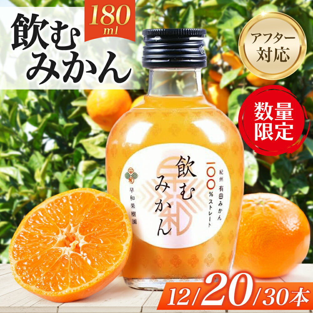 【ふるさと納税】【数量限定 TVで何度も放映！】みかんジュース 飲むみかん（180ml） 早和果樹園 ストレート 果汁100％ ジュース 温州みかん 無添加 子供 飲料 ドリンク 人気 ランキング おすすめ 和歌山県 有田市