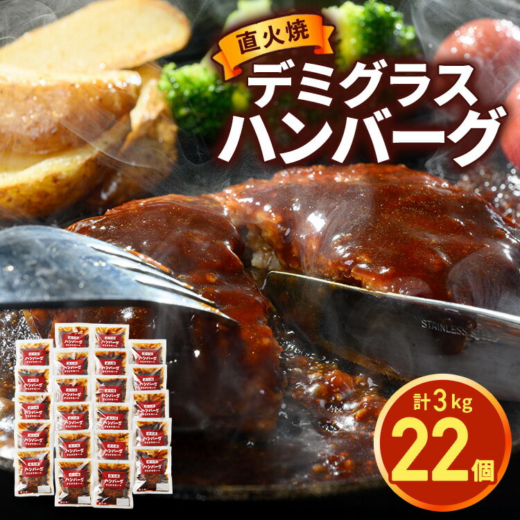【ふるさと納税】＼選べる配送回数／直火焼 デミグラスソース ハンバーグ 22個セット 計3kg超え｜ハンバーグ 温めるだけ デミグラス 日本ハム 冷凍 個包装小分け 簡単調理 湯煎 湯せん レトルト 惣菜 おかず 弁当 牛肉 豚肉 鶏肉 玉ねぎ ギフト 大容量