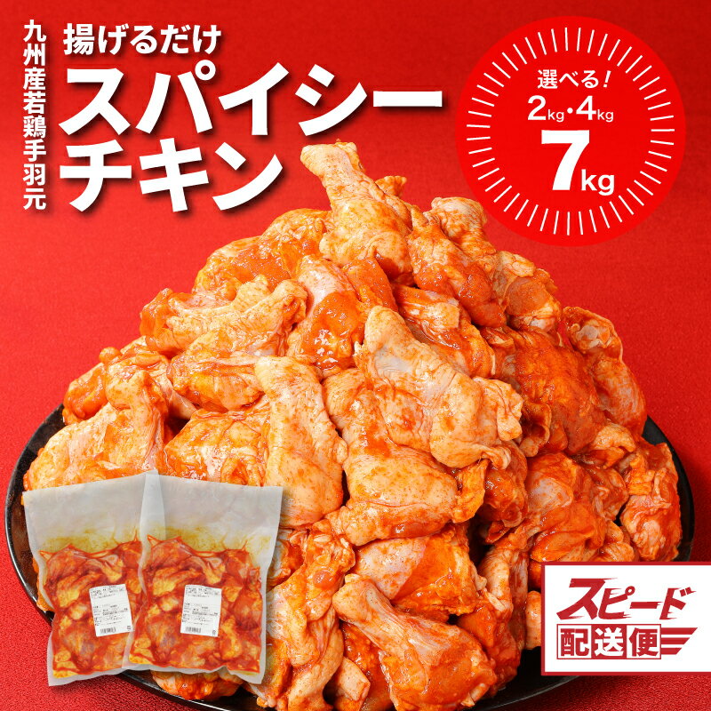 【ふるさと納税】訳あり！九州産若鶏手羽元 揚げるだけスパイシーチキン – 訳あり食品 不揃い 規格外 国産鶏肉 発送時期が選べる 内容量を選べる 真空パック 味付け肉 新生活応援セット ご家庭用 ファミリー フライドチキン わけあり スピード配送 送料無料【宮崎県木城町】
