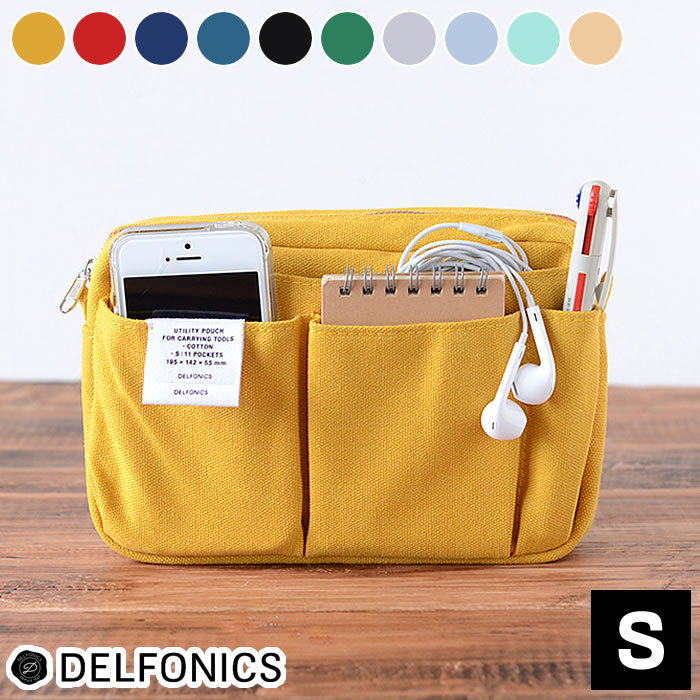 ＼楽天1位／ バックインバック ファスナー DELFONICS デルフォニックス インナーキャリング S キャンバス ポーチ 無地 インナーバッグ A6 帆布 ポシェット 布 スマホ ポーチ ショルダー メンズ レディース 男女兼用 小物入れ おしゃれ 化粧ポーチ