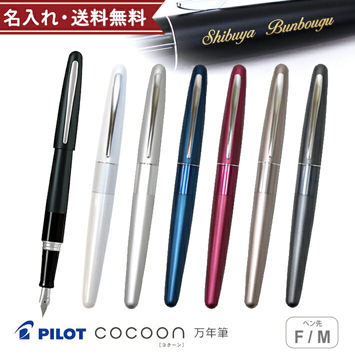 名入り万年筆 パイロット コクーン 万年筆 F・M(細字・中字) FCO-3SR 名入れ 万年筆 入社祝い 合格祝い 進級祝い 誕生日 シンプル 特別なプレゼント ギフト 名入れ無料 [ブラックインクカートリッジ1本付][sk-na] [M便 1/5]【ケースなしb】
