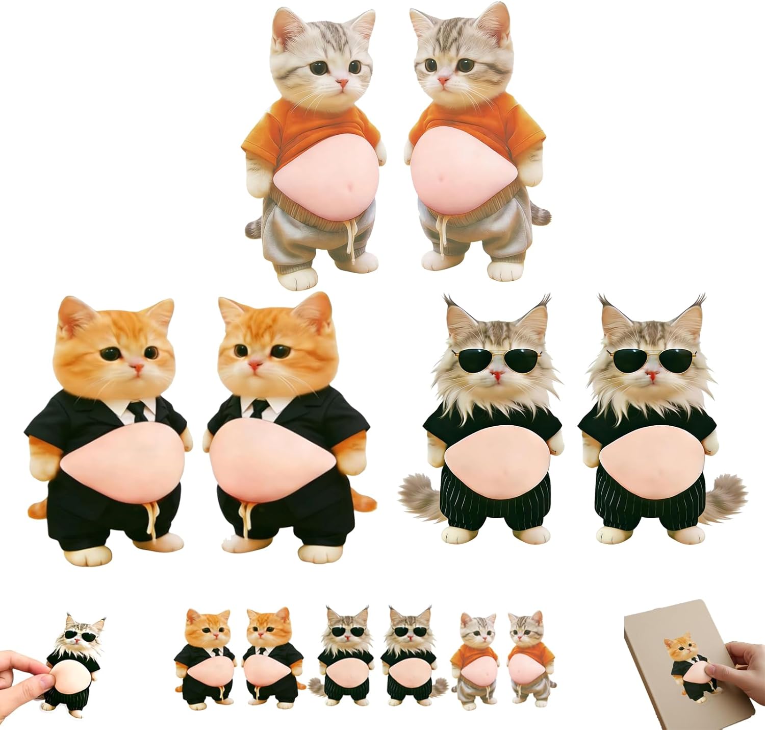 【特典付】最大10%OFFxP5倍! おなかぷにぷにシール お腹 シール 3D猫柔らかいお腹 ぷにぷにシール かわいい 3D もっちりスクイーズ ステッカー シー ル帳 デコレーション 携帯電話飾り用 手帳用